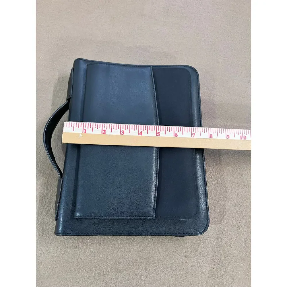 Daytimer Brief Case Style Black Faux Leather & Fabric Zippered Planner Cover